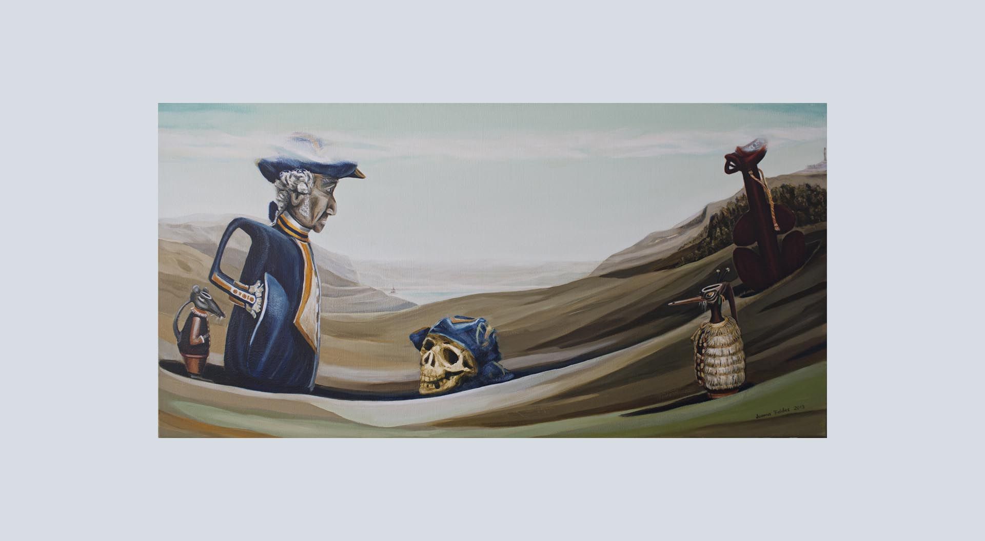 A Head Case, 2013, oil on linen, w140cm x h70cm, artist Joanna Fieldes